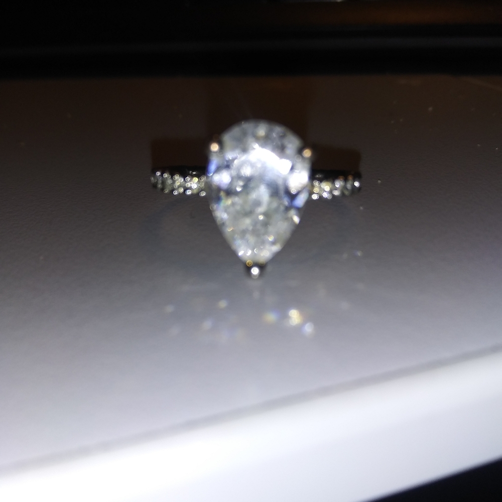 Lab Created Diamond Pear Shaped Ring - image 2